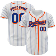 Charger l'image dans la galerie, Custom White Royal Pinstripe Royal-Orange Authentic Baseball Jersey