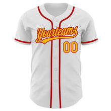 Laden Sie das Bild in den Galerie-Viewer, Custom White Gold-Red Authentic Baseball Jersey