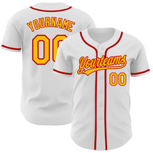 Laden Sie das Bild in den Galerie-Viewer, Custom White Gold-Red Authentic Baseball Jersey