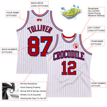 Загрузить изображение в средство просмотра галереи, Custom White Red Pinstripe Red-Royal Authentic Basketball Jersey