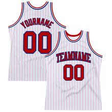 Load image into Gallery viewer, Custom White Red Pinstripe Red-Royal Authentic Basketball Jersey
