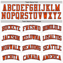 Load image into Gallery viewer, Custom White Orange Pinstripe Orange-Navy Authentic Basketball Jersey