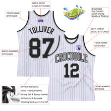 Load image into Gallery viewer, Custom White Purple Pinstripe Black-Gray Authentic Basketball Jersey