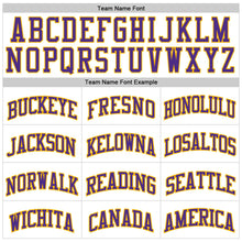 Charger l'image dans la galerie, Custom White Purple Pinstripe Purple-Gold Authentic Basketball Jersey