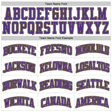 Load image into Gallery viewer, Custom White Purple Pinstripe Purple Old Gold-Black Authentic Basketball Jersey