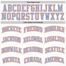 Charger l'image dans la galerie, Custom White Light Blue Pinstripe Light Blue-Orange Authentic Basketball Jersey