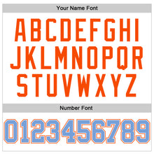 Charger l'image dans la galerie, Custom White Light Blue Pinstripe Light Blue-Orange Authentic Basketball Jersey