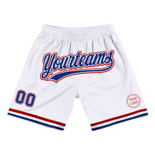 Laden Sie das Bild in den Galerie-Viewer, Custom White Royal-Red Authentic Throwback Basketball Shorts