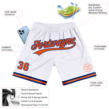 Загрузить изображение в средство просмотра галереи, Custom White Orange-Royal Authentic Throwback Basketball Shorts
