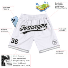 Загрузить изображение в средство просмотра галереи, Custom White Black-Gray Authentic Throwback Basketball Shorts