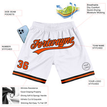 Загрузить изображение в средство просмотра галереи, Custom White Orange-Black Authentic Throwback Basketball Shorts