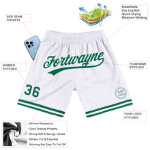 Загрузить изображение в средство просмотра галереи, Custom White Kelly Green Authentic Throwback Basketball Shorts