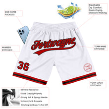 Загрузить изображение в средство просмотра галереи, Custom White Red-Black Authentic Throwback Basketball Shorts