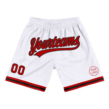 Загрузить изображение в средство просмотра галереи, Custom White Red-Black Authentic Throwback Basketball Shorts