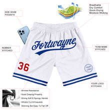 Загрузить изображение в средство просмотра галереи, Custom White Red-Royal Authentic Throwback Basketball Shorts