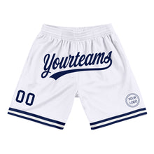 Загрузить изображение в средство просмотра галереи, Custom White Navy Authentic Throwback Basketball Shorts