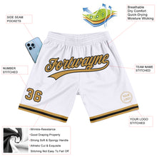 Загрузить изображение в средство просмотра галереи, Custom White Old Gold-Black Authentic Throwback Basketball Shorts