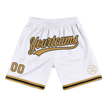 Загрузить изображение в средство просмотра галереи, Custom White Old Gold-Black Authentic Throwback Basketball Shorts