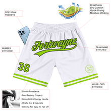 Загрузить изображение в средство просмотра галереи, Custom White Neon Green-Black Authentic Throwback Basketball Shorts