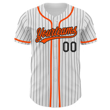Charger l'image dans la galerie, Custom White Black Pinstripe Orange Authentic Baseball Jersey