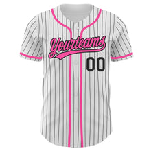 Charger l'image dans la galerie, Custom White Black Pinstripe Pink Authentic Baseball Jersey