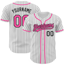 Charger l'image dans la galerie, Custom White Black Pinstripe Pink Authentic Baseball Jersey