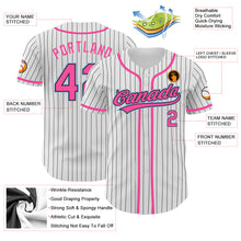 Загрузить изображение в средство просмотра галереи, Custom White Black Pinstripe Pink-Light Blue Authentic Baseball Jersey