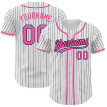 Загрузить изображение в средство просмотра галереи, Custom White Black Pinstripe Pink-Light Blue Authentic Baseball Jersey