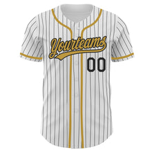 Charger l'image dans la galerie, Custom White Black Pinstripe Old Gold Authentic Baseball Jersey