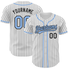 Charger l'image dans la galerie, Custom White Black Pinstripe Light Blue Authentic Baseball Jersey