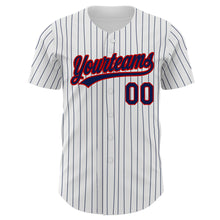 Charger l'image dans la galerie, Custom White Navy Pinstripe Navy-Red Authentic Baseball Jersey