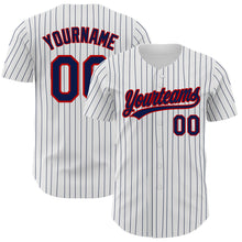 Charger l'image dans la galerie, Custom White Navy Pinstripe Navy-Red Authentic Baseball Jersey