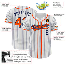Charger l'image dans la galerie, Custom White Navy Pinstripe Orange Authentic Baseball Jersey