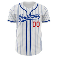 Charger l'image dans la galerie, Custom White Royal Pinstripe Red Authentic Baseball Jersey