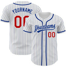 Charger l'image dans la galerie, Custom White Royal Pinstripe Red Authentic Baseball Jersey
