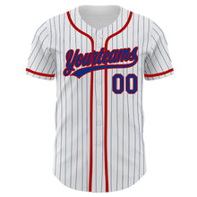 Charger l'image dans la galerie, Custom White Royal Pinstripe Royal-Red Authentic Baseball Jersey