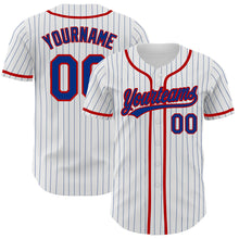 Charger l'image dans la galerie, Custom White Royal Pinstripe Royal-Red Authentic Baseball Jersey