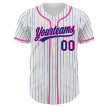 Charger l'image dans la galerie, Custom White Royal Pinstripe Royal-Pink Authentic Baseball Jersey