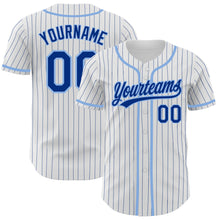 Charger l'image dans la galerie, Custom White Royal Pinstripe Royal-Light Blue Authentic Baseball Jersey