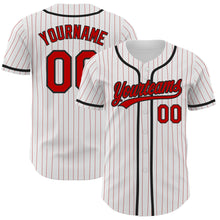 Charger l'image dans la galerie, Custom White Red Pinstripe Red-Black Authentic Baseball Jersey