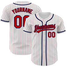 Charger l'image dans la galerie, Custom White Red Pinstripe Red-Navy Authentic Baseball Jersey