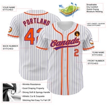 Charger l'image dans la galerie, Custom White Purple Pinstripe Orange Authentic Baseball Jersey