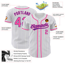 Charger l'image dans la galerie, Custom White Purple Pinstripe Pink Authentic Baseball Jersey