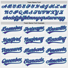 Load image into Gallery viewer, Custom White Purple Pinstripe Teal Authentic Baseball Jersey