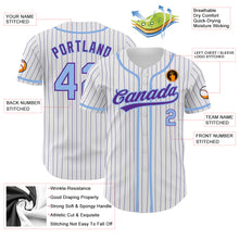 Charger l'image dans la galerie, Custom White Purple Pinstripe Light Blue Authentic Baseball Jersey