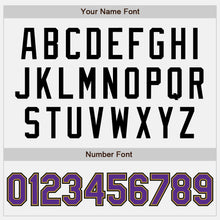 Charger l'image dans la galerie, Custom White Purple Pinstripe Purple Old Gold-Black Authentic Baseball Jersey