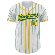 Charger l'image dans la galerie, Custom White Kelly Green Pinstripe Gold Authentic Baseball Jersey