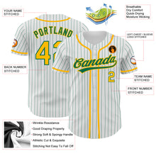 Charger l'image dans la galerie, Custom White Kelly Green Pinstripe Gold Authentic Baseball Jersey