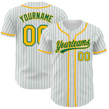 Charger l'image dans la galerie, Custom White Kelly Green Pinstripe Gold Authentic Baseball Jersey
