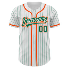 Charger l'image dans la galerie, Custom White Kelly Green Pinstripe Kelly Green-Orange Authentic Baseball Jersey